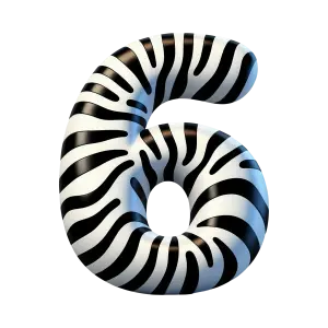 Number 6 with Zebra Stripe Pattern