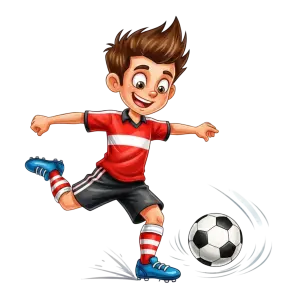 Cartoon Boy Kicking Soccer Ball