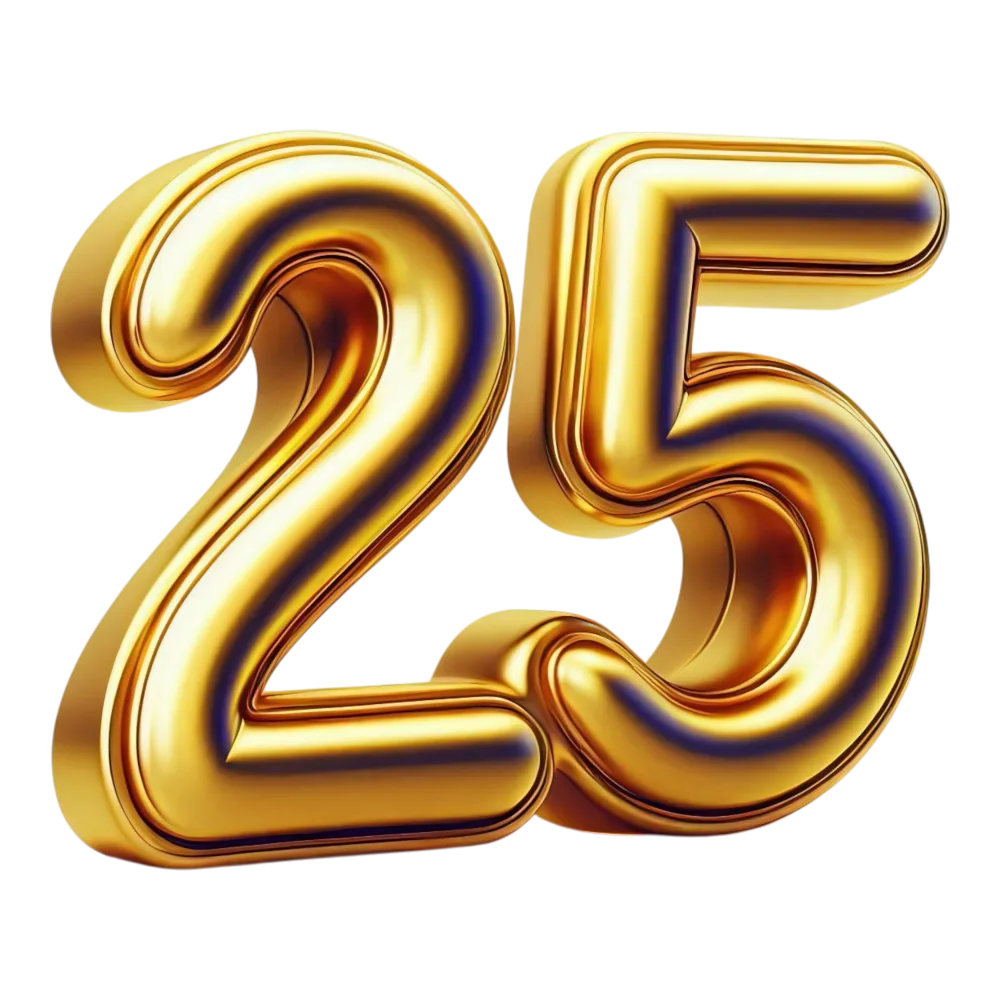 Golden 25 Number Balloon