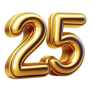 Golden 25 Number Balloon