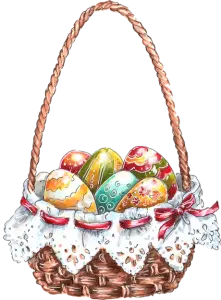 Easter Basket with Hand-Painted Decorative Eggs