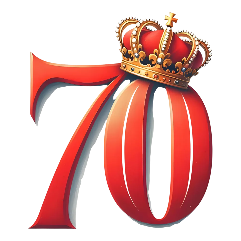Red Number 70 with Royal Crown