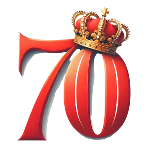 Red Number 70 with Royal Crown