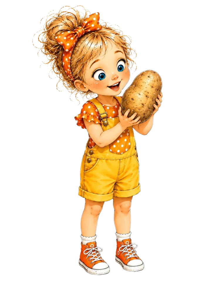 Cute Little Girl Holding a Large Potato