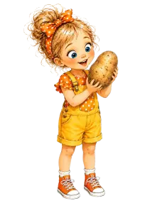 Cute Little Girl Holding a Large Potato