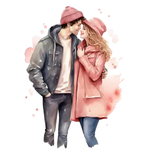 Couple in Warm Winter Clothes Embracing and Smiling