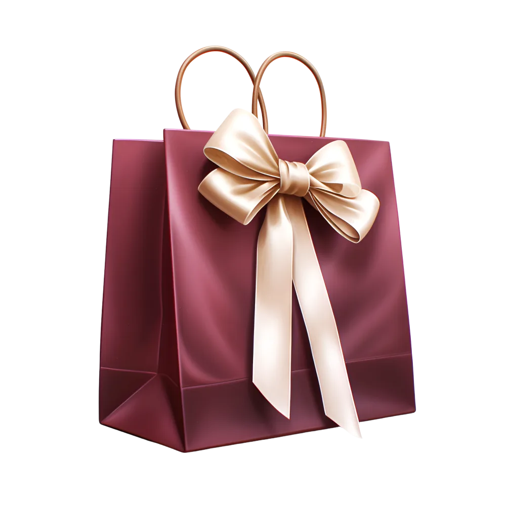Elegant Burgundy Gift Bag with Gold Satin Bow