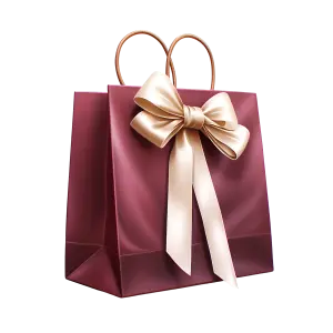 Elegant Burgundy Gift Bag with Gold Satin Bow
