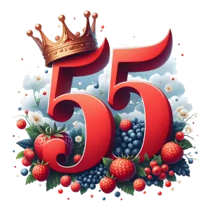 Decorative Number 55 with Crown and Berries