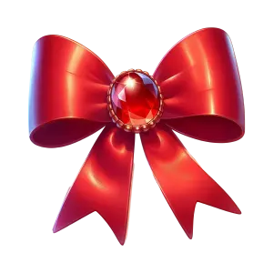 Red Bow with Gemstone Center