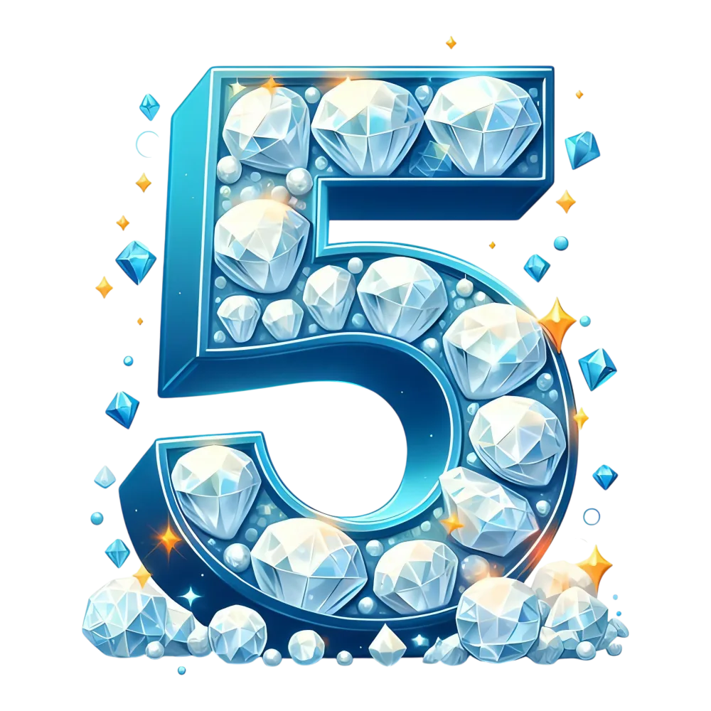 Shiny Number 5 with Embedded Diamonds and Sparkles