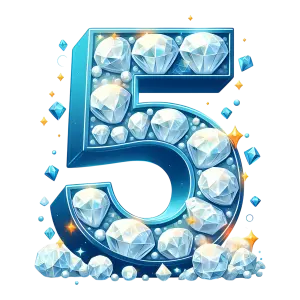 Shiny Number 5 with Embedded Diamonds and Sparkles