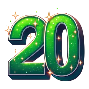 Green Glitter Number 20 with Sparkles