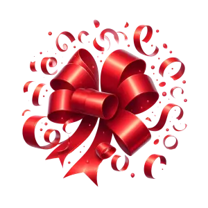 Red Decorative Gift Bow with Curled Ribbon