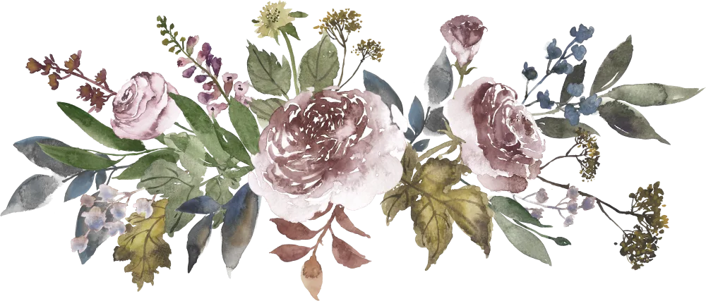 Watercolor Floral Arrangement with Roses and Greenery