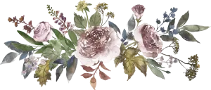 Watercolor Floral Arrangement with Roses and Greenery