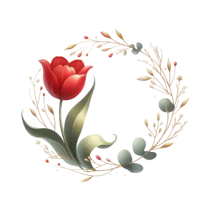 Red Tulip and Golden Leaf Floral Wreath
