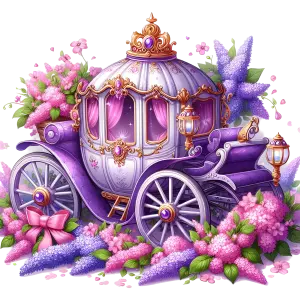 Ornate Purple Fairy Tale Carriage with Flowers