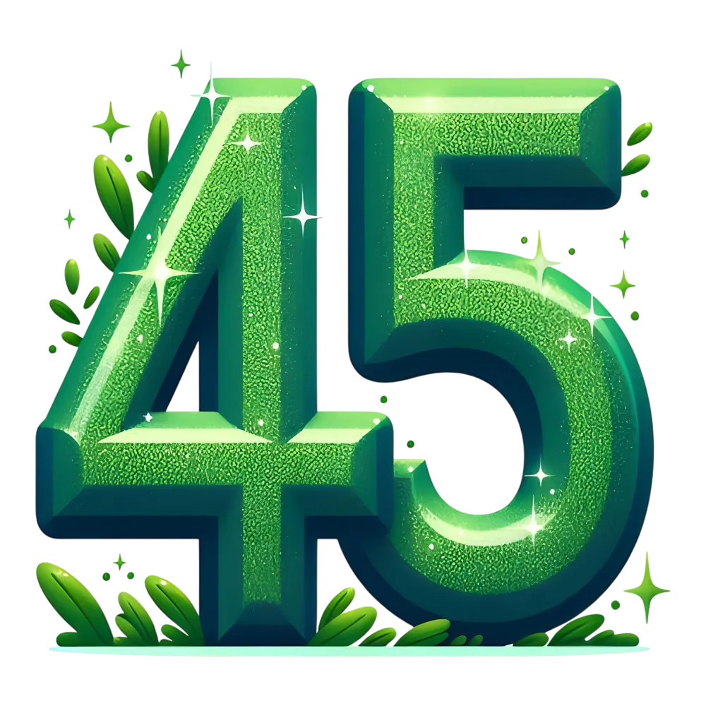 Shiny Green Number 45 with Leafy Accents