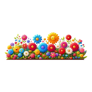 Colorful Smiling Cartoon Flower Garden