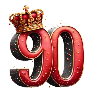 Red Number 90 with Gold Crown and Decorative Accents
