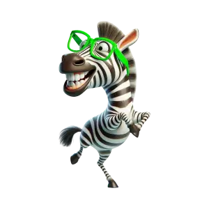 Animated Zebra Wearing Green Glasses Laughing