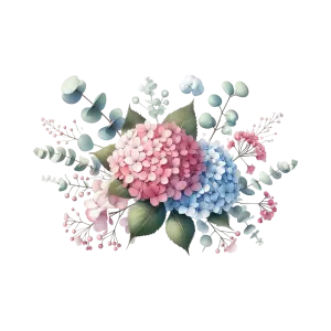 Pastel Pink and Blue Hydrangea Floral Bouquet