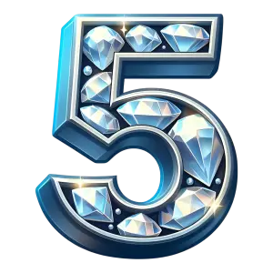 Blue Decorative Number 5 with Diamonds