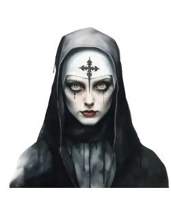 Dark Gothic Nun Portrait with Cross Face Paint
