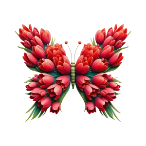 Butterfly Shape Composed of Red and Pink Floral Petals