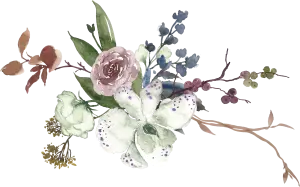 Watercolor Floral Arrangement with White Orchid and Pink Rose