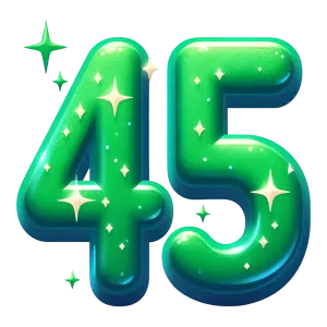 Green Shiny Number 45 with Sparkles