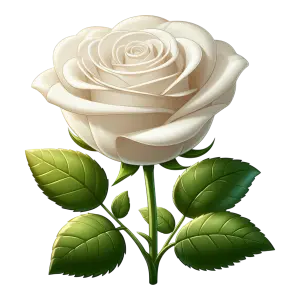 White Rose with Green Leaves Illustration