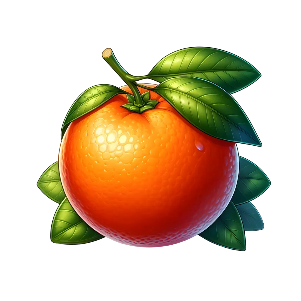 Fresh Orange with Green Leaves