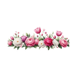 Pink and White Peony and Tulip Flower Border
