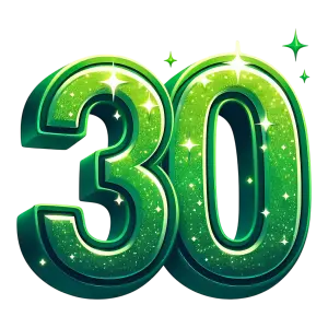 Green Glitter 30 Number with Sparkles