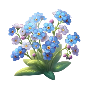 Blue and Purple Forget-Me-Not Flower Cluster Illustration
