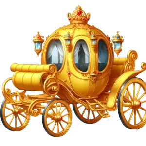 Golden Royal Princess Carriage with Ornate Crowns and Lanterns