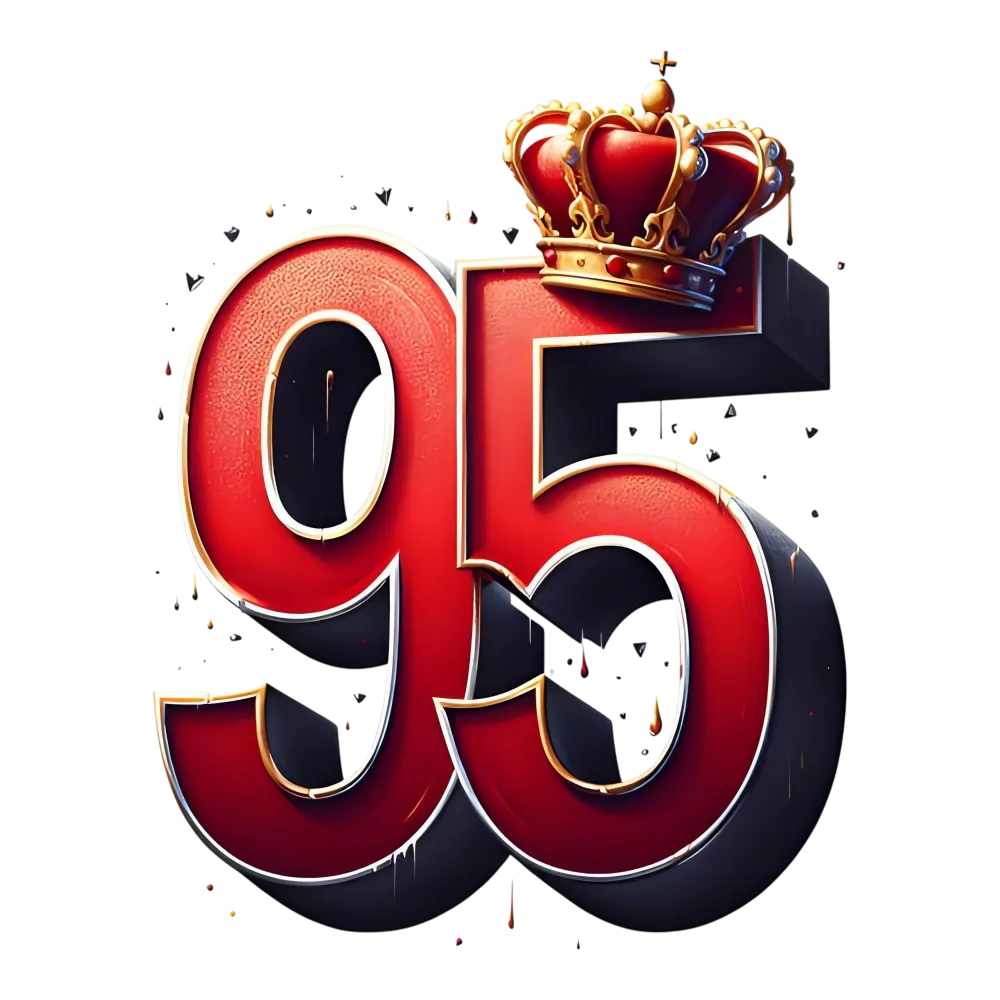 Red and Gold Number 95 with Crown