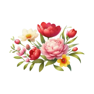 Colorful Mixed Flower Bouquet Illustration