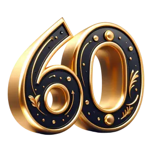 Elegant 60th Birthday Gold and Black Number