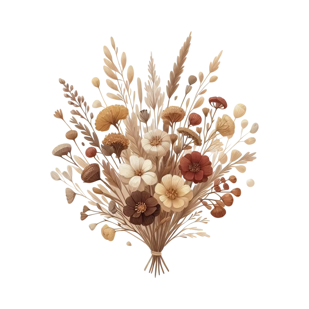 Bouquet of Dried Flowers and Grasses
