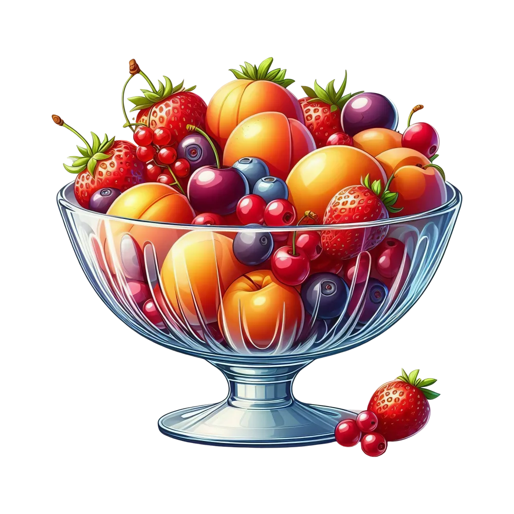 Colorful Mixed Fruit Bowl with Strawberries and Berries