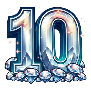 Shiny Number 10 with Sparkling Diamonds