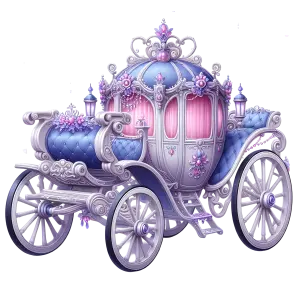 Ornate Fairytale Princess Carriage with Blue and Pink Accents