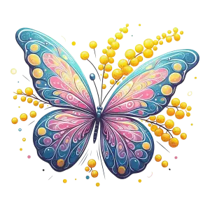 Colorful Decorative Butterfly with Yellow Floral Accents