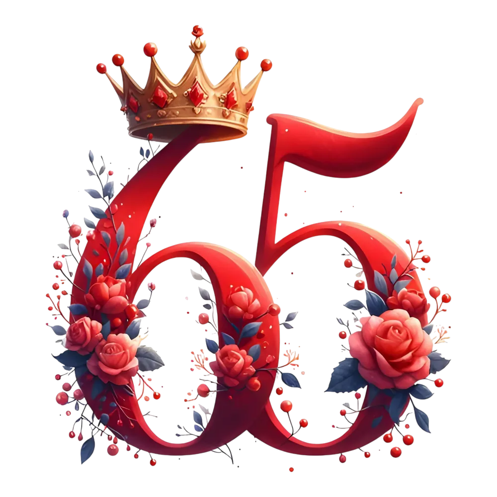 Elegant Number 75 with Crown and Floral Decorations