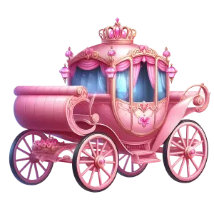 Pink Princess Carriage with Crown and Curtains