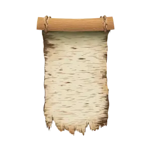 Torn Vintage Scroll Paper with Wooden Rod
