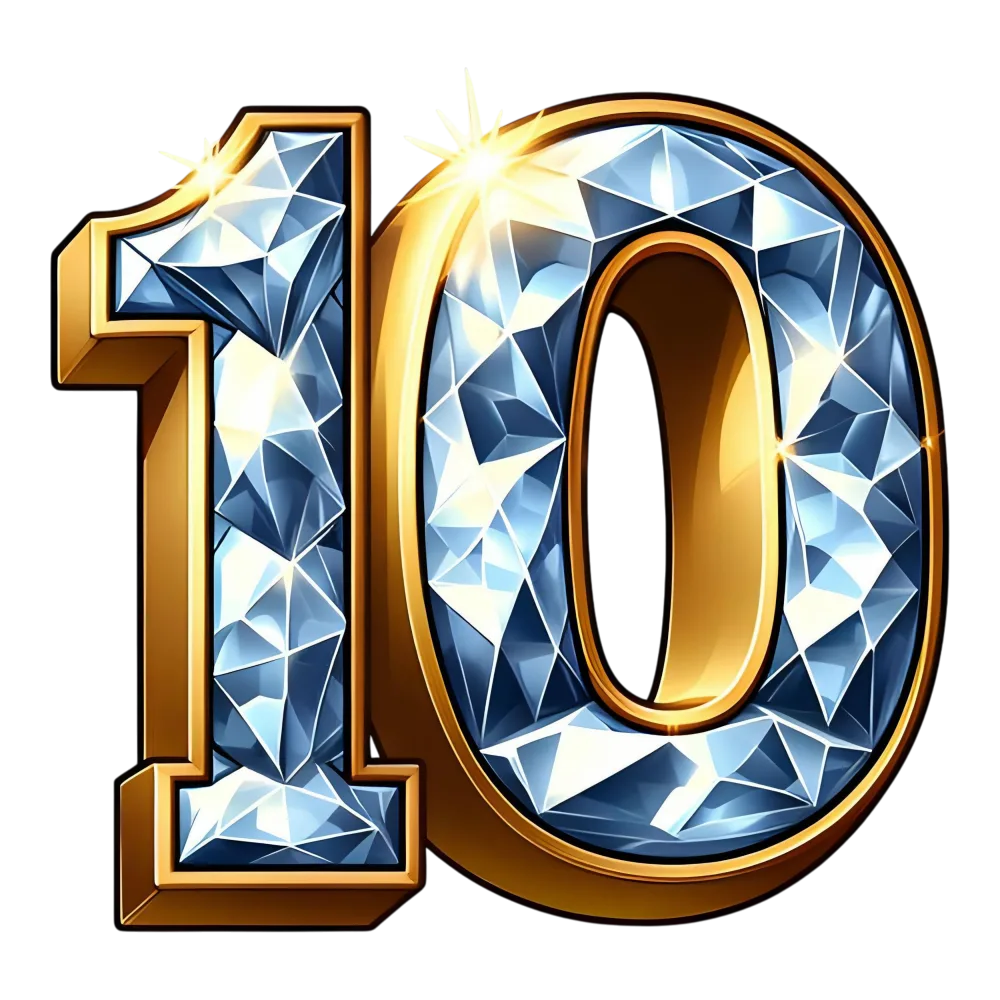 Diamond Encrusted Number 10 with Gold Trim